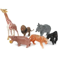 Toi-Toys - Animal World Tierfiguren - 6 Wilde Tiere (Tiger, Löwe, Nilpferd, Elefant, Giraffe, Gorilla)