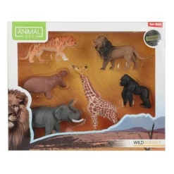 Toi-Toys - Animal World Tierfiguren - 6 Wilde Tiere (Tiger, Löwe, Nilpferd, Elefant, Giraffe, Gorilla)
