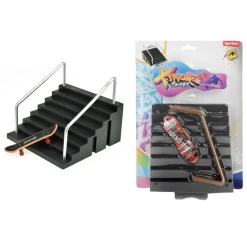 Toi-Toys 35556A - XTREME Finger-Skateboard - mit Treppe mit Handläufen (4-teilig) Skaterpark Skater Fingerskateboard