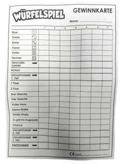 Toi-Toys 51081A - XXL Würfelspiel (deutsch) - Punkteblock inkl 5 Würfeln Gesellschaftsspiel Familienspiel