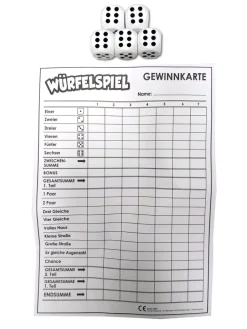 Toi-Toys 51081A - XXL Würfelspiel (deutsch) - Punkteblock inkl 5 Würfeln Gesellschaftsspiel Familienspiel