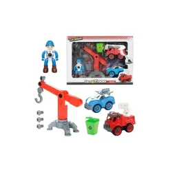 Toi-Toys CARS_TRUCKS Schraubfahrzeug Feuerwehr Polizei – Zubehör + Figur