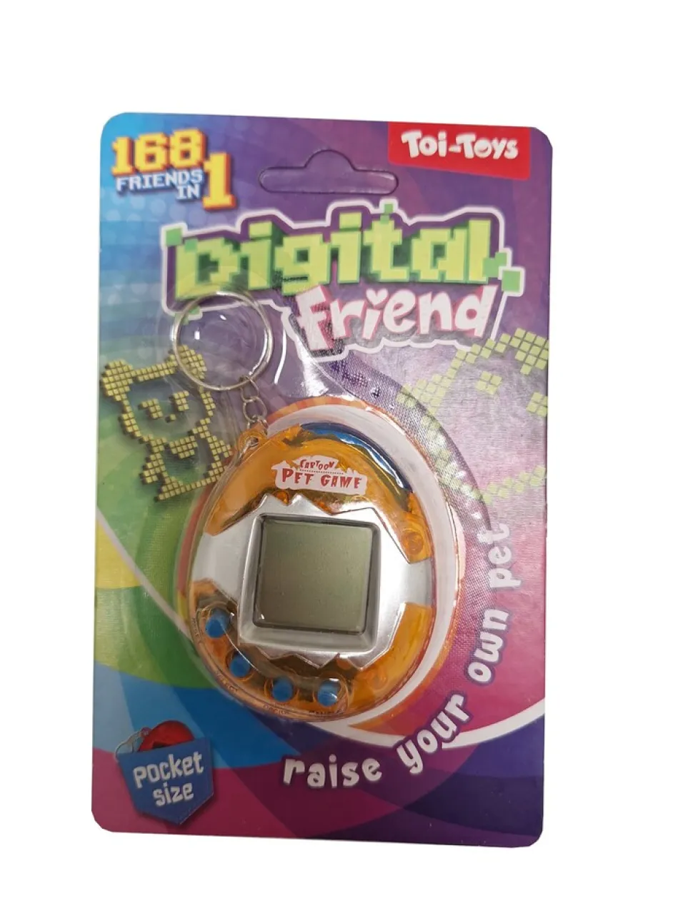 Toi-Toys Elektronisches Haustier „You Care“ mit Ton, Retro Schlüsselanhänger orange