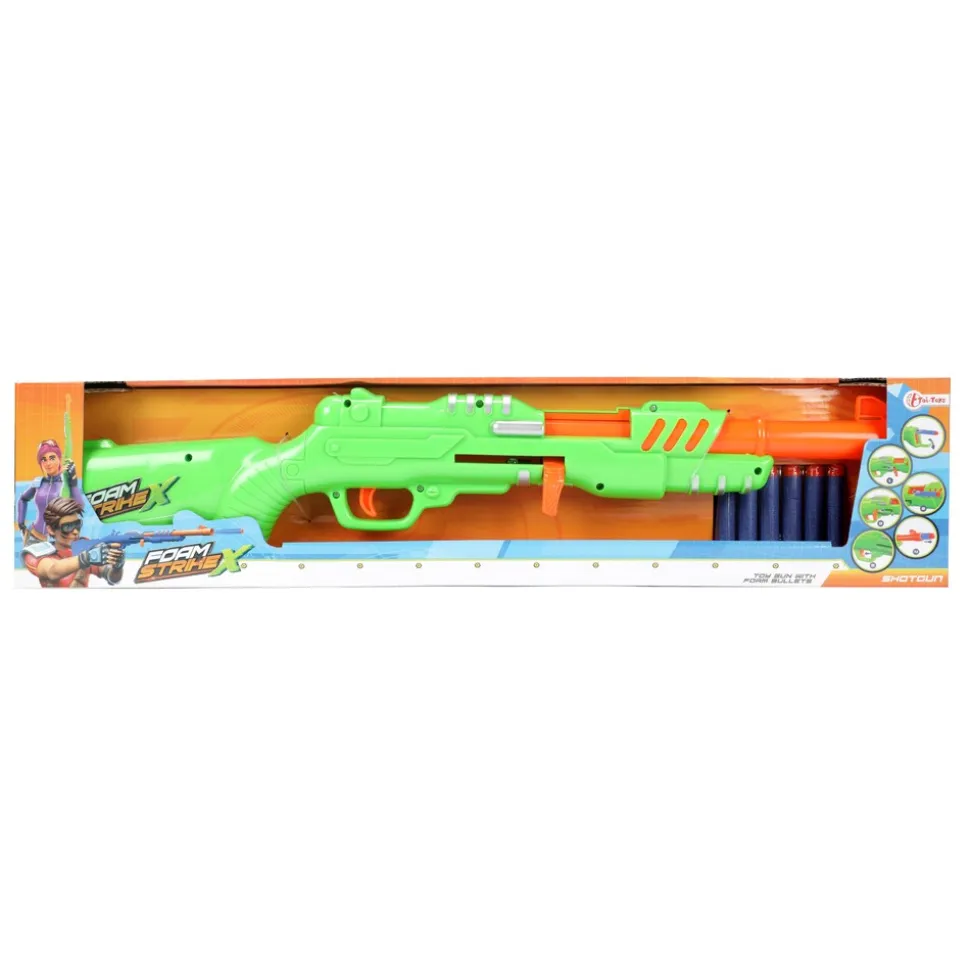 Toi-Toys - FAOMSTRIKEX - Gewehr mit 6 Schaumstoffpfeilen Shotgun Pistole grün