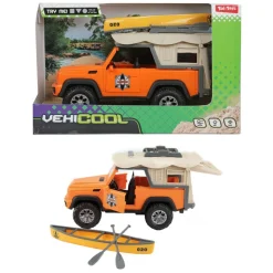 Toi-Toys VEHICOOL 4x4 Geländewagen mit Dachzelt & Kanu, Licht, Sound & Friktionsmotor
