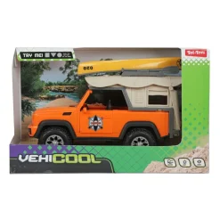 Toi-Toys VEHICOOL 4x4 Geländewagen mit Dachzelt & Kanu, Licht, Sound & Friktionsmotor