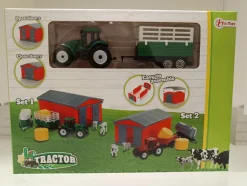 Toi-Toys 28454Z TRACTOR Set mit Traktor, Scheune & Zubehör – Spielzeug Bauernhof für Kinder grün