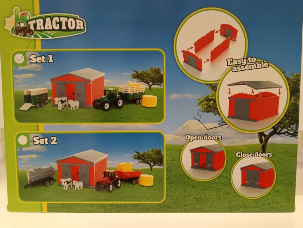 Toi-Toys 28454Z TRACTOR Set mit Traktor, Scheune & Zubehör – Spielzeug Bauernhof für Kinder grün