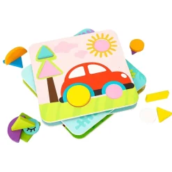 Tooky Toy Holzpuzzle 4er Set TL396 Holz 3D Formen 34 Puzzleteile ab 18 Monaten bunt