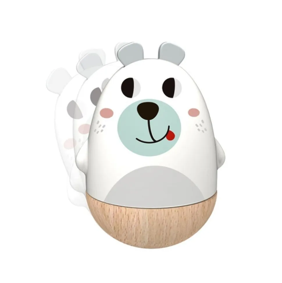 Tooky Toy Kinder Musikspielzeug Bär TF455, aus Holz, Wackelbär, Musikfunktion weiß