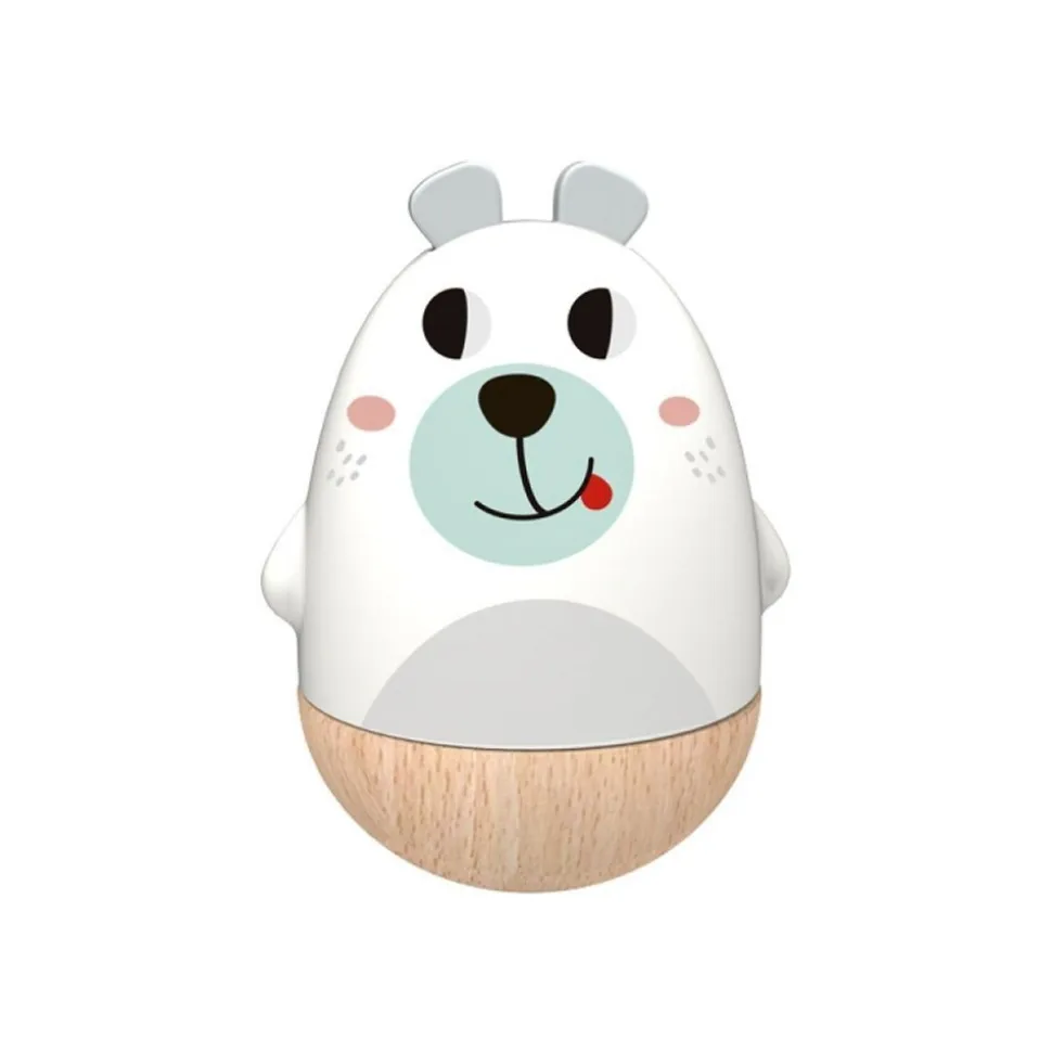 Tooky Toy Kinder Musikspielzeug Bär TF455, aus Holz, Wackelbär, Musikfunktion weiß