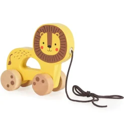 Tooky Toy Nachziehspielzeug Holztier, mit 4 Rädern, Ziehschnur, ab 18 Monate gelb