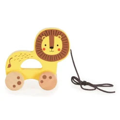 Tooky Toy Nachziehspielzeug Holztier, mit 4 Rädern, Ziehschnur, ab 18 Monate gelb