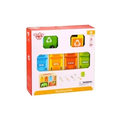 Tooky Toy Spielzeug Recycling Center TY635A aus Holz, Recyclinghof, Müllauto orange