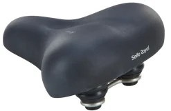 Touren-City-Sattel, mit Vollschaumpolsterung und Geleinlage, mit Elastomerdämpfung, Farbe: schwarz