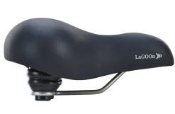 Touren-City-Sattel, mit Vollschaumpolsterung und Geleinlage, mit Elastomerdämpfung, Farbe: schwarz