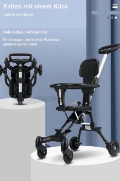 TPFLiving Klappkinderwagen aus Aluminium mit Sitzpolster und Sonnenschutz