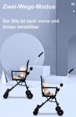 TPFLiving Klappkinderwagen aus Aluminium mit Sitzpolster und Sonnenschutz