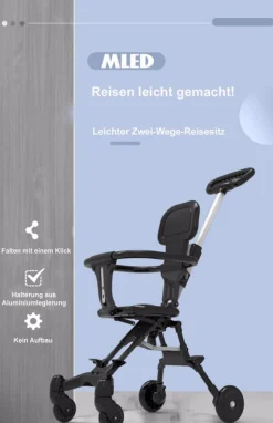 TPFLiving Klappkinderwagen aus Aluminium mit Sitzpolster