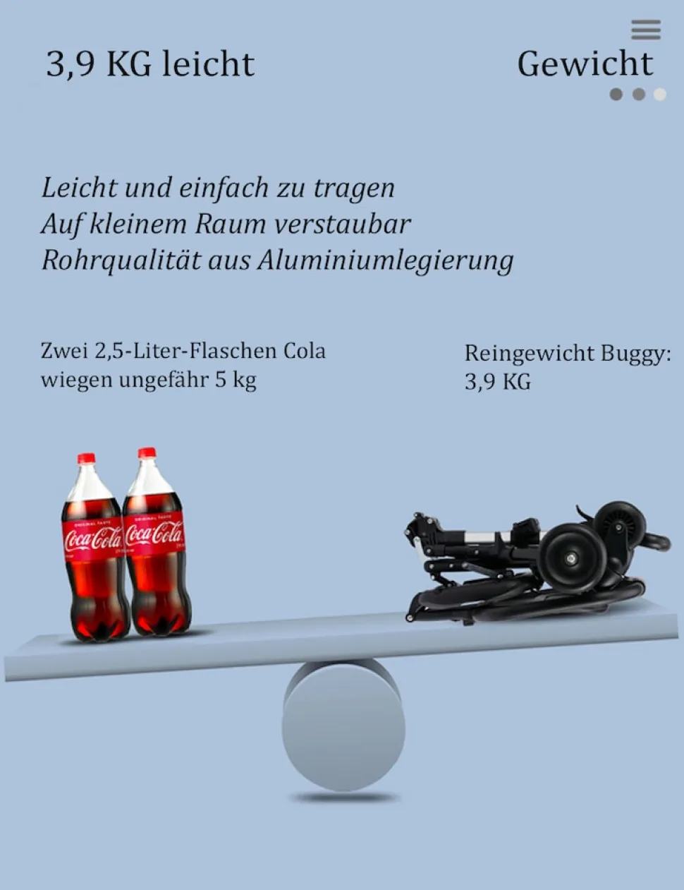 TPFLiving Klappkinderwagen aus Aluminium mit Sitzpolster