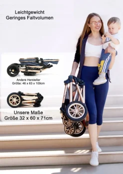 TPFLiving Kombi-Kinderwagen 3in1 Set - Modell 1 Stoff - Schokolade