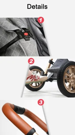 TPFLiving Kombi-Kinderwagen 3in1 Set - Modell 1 Stoff - Schokolade