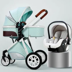 TPFLiving Kombi-Kinderwagen 3in1 Set - Modell 1 Stoff - Schokolade