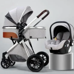 TPFLiving Kombi-Kinderwagen 3in1 Set - Modell 1 Stoff - Schokolade
