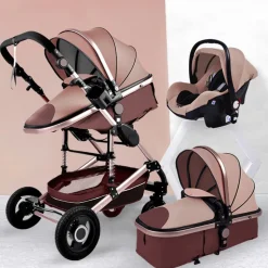 TPFLiving Kombi-Kinderwagen 3in1 Set - Modell 2 Stoff - Grau