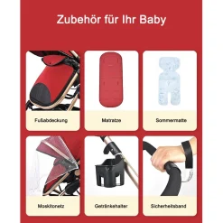 TPFLiving Kombi-Kinderwagen 3in1 Set - Modell 2 Stoff - Grau