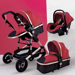 TPFLiving Kombi-Kinderwagen 3in1 Set - Modell 2 Stoff - Grau