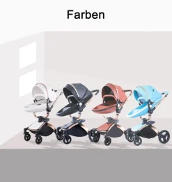TPFLiving Luxus Kombi-Kinderwagen 3in1 Set - Modell 5 Kunstleder - Rosa