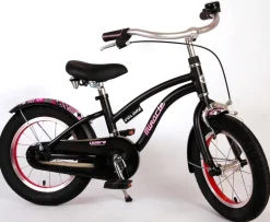 TPFSports Miracle Cruiser Kinderfahrrad - Mädchen - 14 Zoll - Rücktritt + Handbremse - Mattschwarz