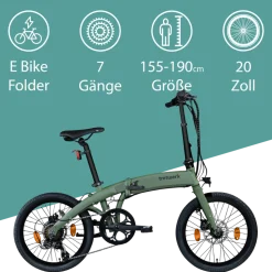Tretwerk Akimbo Plus E Bike 20 Zoll Klapprad Elektrofahrrad 360Wh 155 - 190 cm Pedelec Klappfahrrad 8 Gang