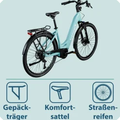 Tretwerk Amber E Bike Damen 28 Zoll Elektrofahrrad 155 - 185 cm Hollandrad Tiefeinsteiger mit 9 Gang Schaltung