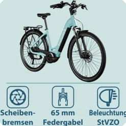 Tretwerk Amber E Bike Damen 28 Zoll Elektrofahrrad 155 - 185 cm Hollandrad Tiefeinsteiger mit 9 Gang Schaltung