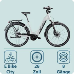 Tretwerk Amber Nexus E Bike Damen 28 Zoll Elektrofahrrad 155 - 185 cm Hollandrad Tiefeinsteiger mit 8 Gang Nabenschaltung