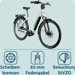 Tretwerk Amber Nexus E Bike Damen 28 Zoll Elektrofahrrad 155 - 185 cm Hollandrad Tiefeinsteiger mit 8 Gang Nabenschaltung