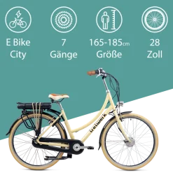 Tretwerk Aurora E Bike Damen 28 Zoll Elektrofahrrad 165 - 185 cm retro Hollandrad E Damenfahrrad mit Nabenschaltung und Rücktritt