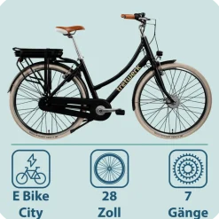 Tretwerk Aurora E Bike 28 Zoll Pedelec Damen Herren 155-185 cm Elektrofahrrad 522 Wh E Fahrrad Damenfahrrad 7 Gang