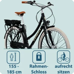 Tretwerk Aurora E Bike 28 Zoll Pedelec Damen Herren 155-185 cm Elektrofahrrad 522 Wh E Fahrrad Damenfahrrad 7 Gang