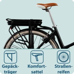 Tretwerk Aurora E Bike 28 Zoll Pedelec Damen Herren 155-185 cm Elektrofahrrad 522 Wh E Fahrrad Damenfahrrad 7 Gang
