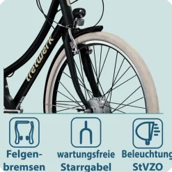 Tretwerk Aurora E Bike 28 Zoll Pedelec Damen Herren 155-185 cm Elektrofahrrad 522 Wh E Fahrrad Damenfahrrad 7 Gang