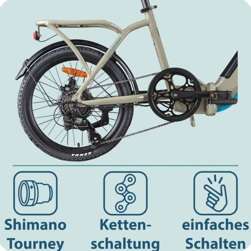 Tretwerk Camper 20" – Kompaktes E-Faltrad mit Shimano 7-Gang-Schaltung & 468Wh Akku