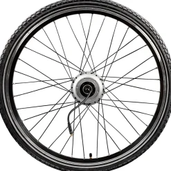 Tretwerk Komplettrad E Bike Vorderrad 26 Zoll Trekking Rad Felge mit Reifen Kenda K1172 und Ananda Hilfsmotor für Fahrrad Cityrad