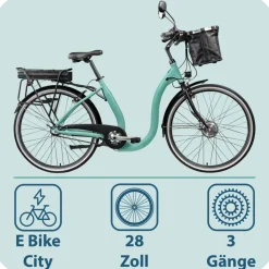 Tretwerk Linea 28 Zoll E Bike Damen Pedelec 3 Gang Nabenschaltung Elektro FahrradCitybike retro Tiefeinsteiger