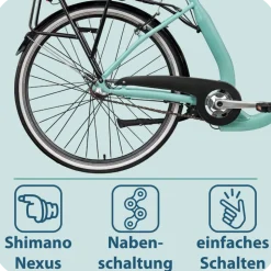 Tretwerk Linea 28 Zoll E Bike Damen Pedelec 3 Gang Nabenschaltung Elektro FahrradCitybike retro Tiefeinsteiger