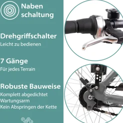 Tretwerk Mystic E Bike 28 Zoll Pedelec 170 - 190 cm Herrenrad Trekking Elektrofahrrad mit Nabenschaltung City E Fahrrad