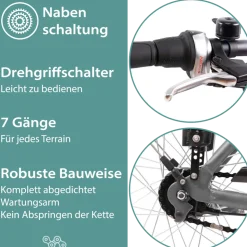 Tretwerk Mystic E Bike 28 Zoll Pedelec 170 - 190 cm Herrenrad Trekking Elektrofahrrad mit Nabenschaltung City E Fahrrad