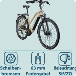 Tretwerk Onyx E Bike Damen Trekkingrad ab 155 cm Elektrofahrrad 550 Wh Pedelec Trekking Rad Fahrrad mit 8 Gang und Beleuchtung StVZO